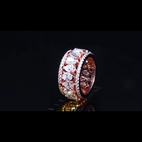 3ct Pear-shaped Zircon Sterling Silver Rose Gold Plated Handmade Ring