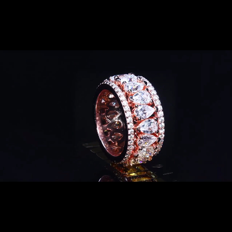 3ct Pear-shaped Zircon Sterling Silver Rose Gold Plated Handmade Ring