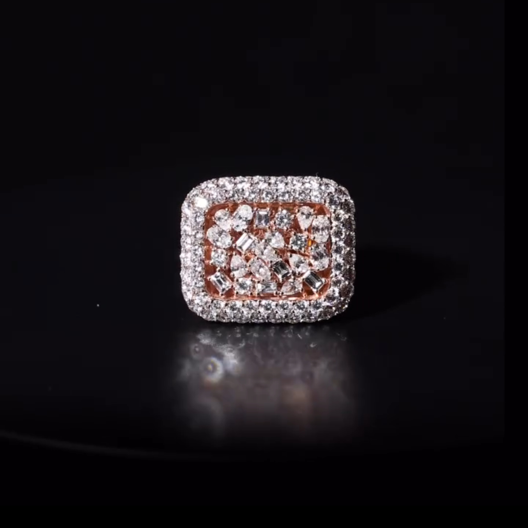 10ct Multi-cut Zircon Sterling Silver Rose Gold Plated Handmade Ring