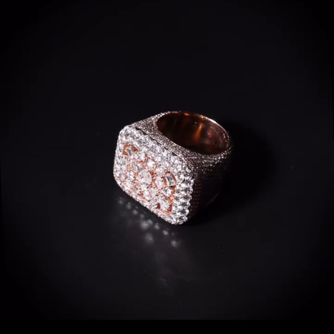 10ct Multi-cut Zircon Sterling Silver Rose Gold Plated Handmade Ring