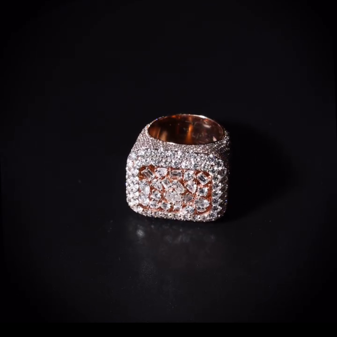 10ct Multi-cut Zircon Sterling Silver Rose Gold Plated Handmade Ring