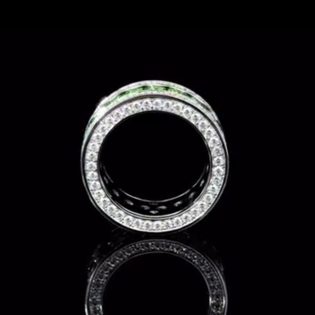 4ct Round-cut Emerald Sterling Silver Handmade Ring