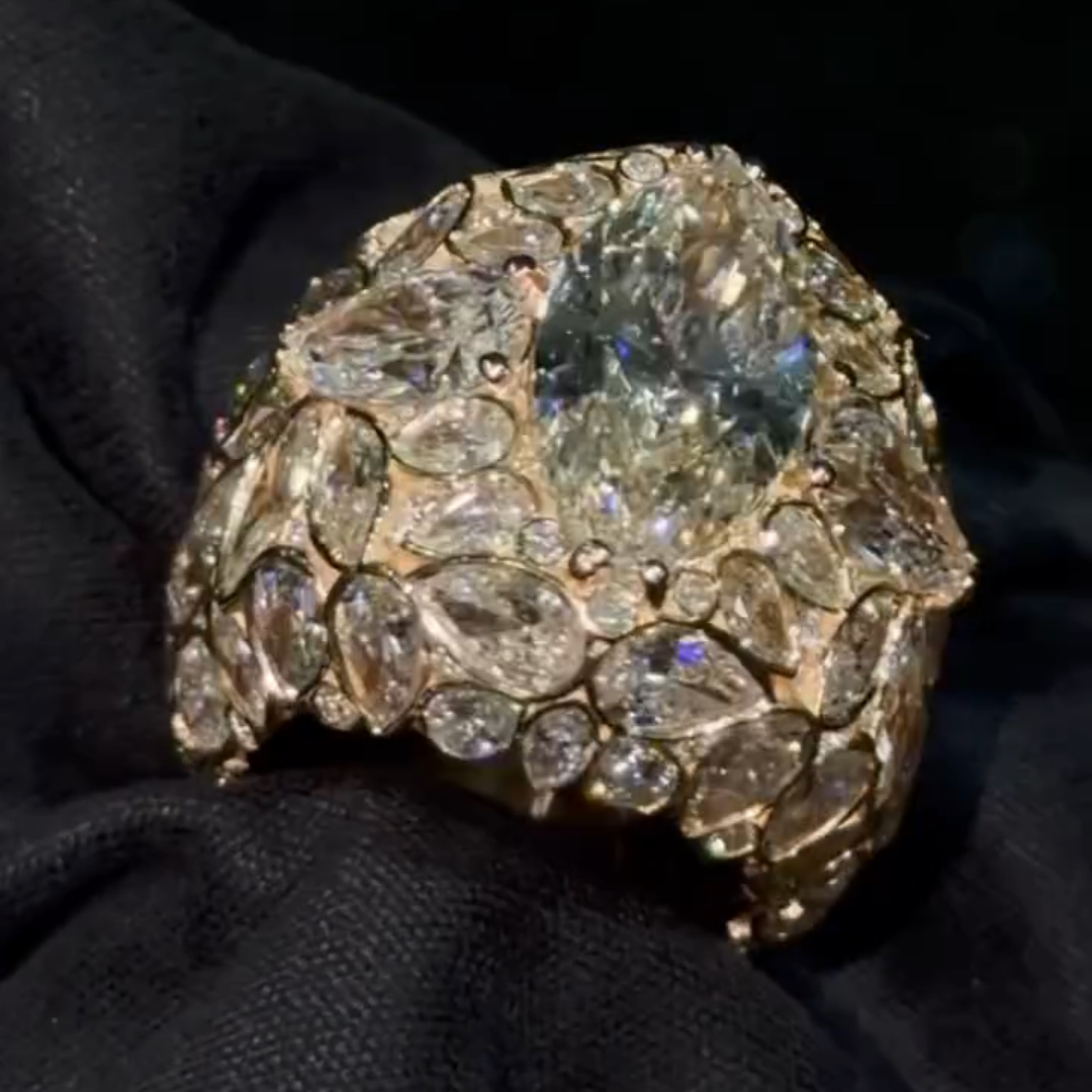 12ct Oval-cut Zircon Sterling Silver Rose Gold Plated Handmade Ring