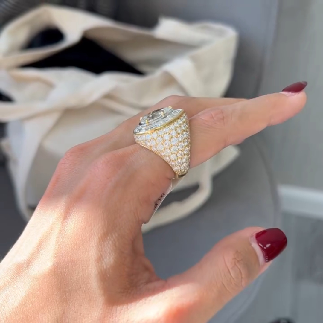 8ct Pear Cut Sterling Silver Plated With Yellow Gold Luxury Handmade Ring