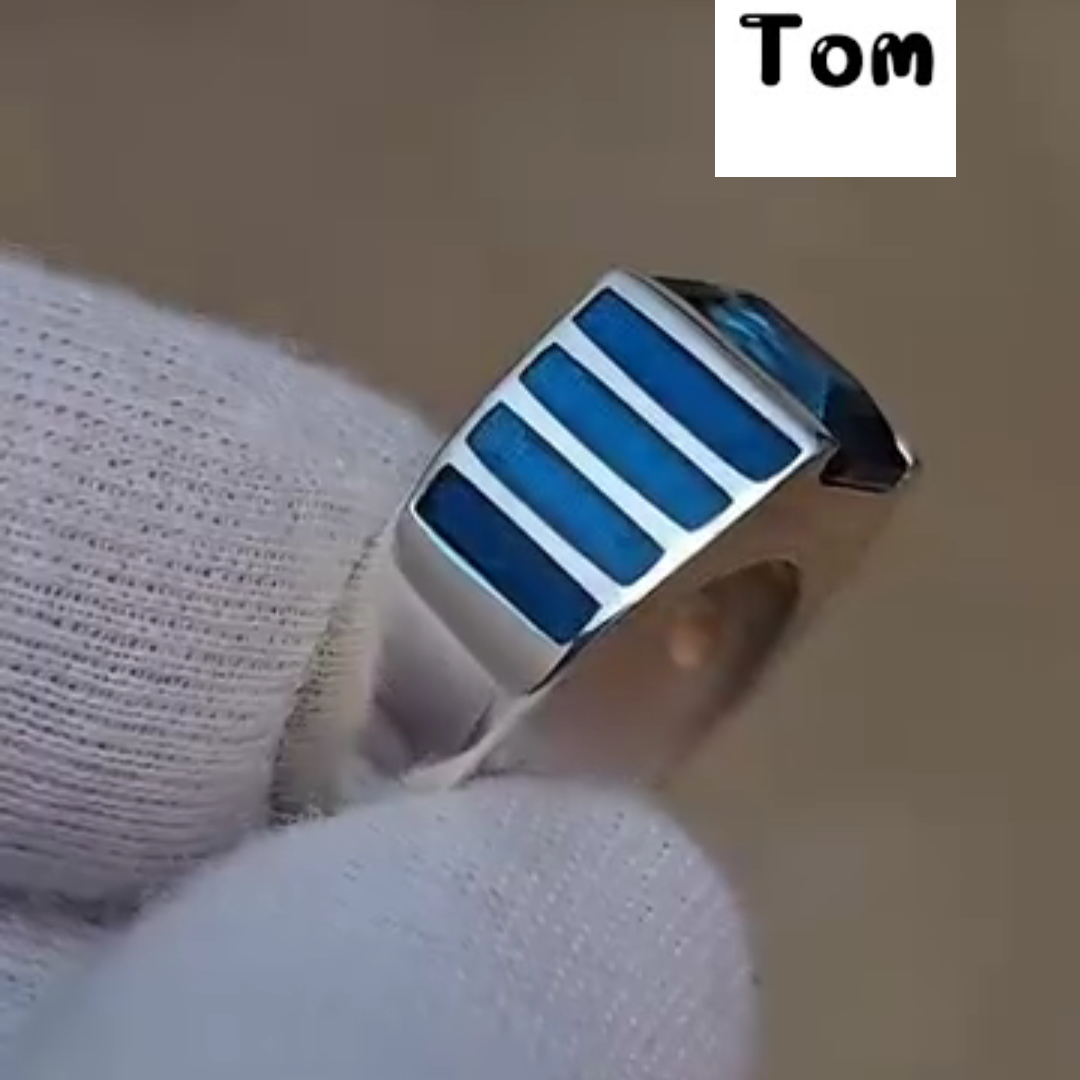 4ct Emerald-Cut Sapphire Sterling Silver Luxury Handmade Ring