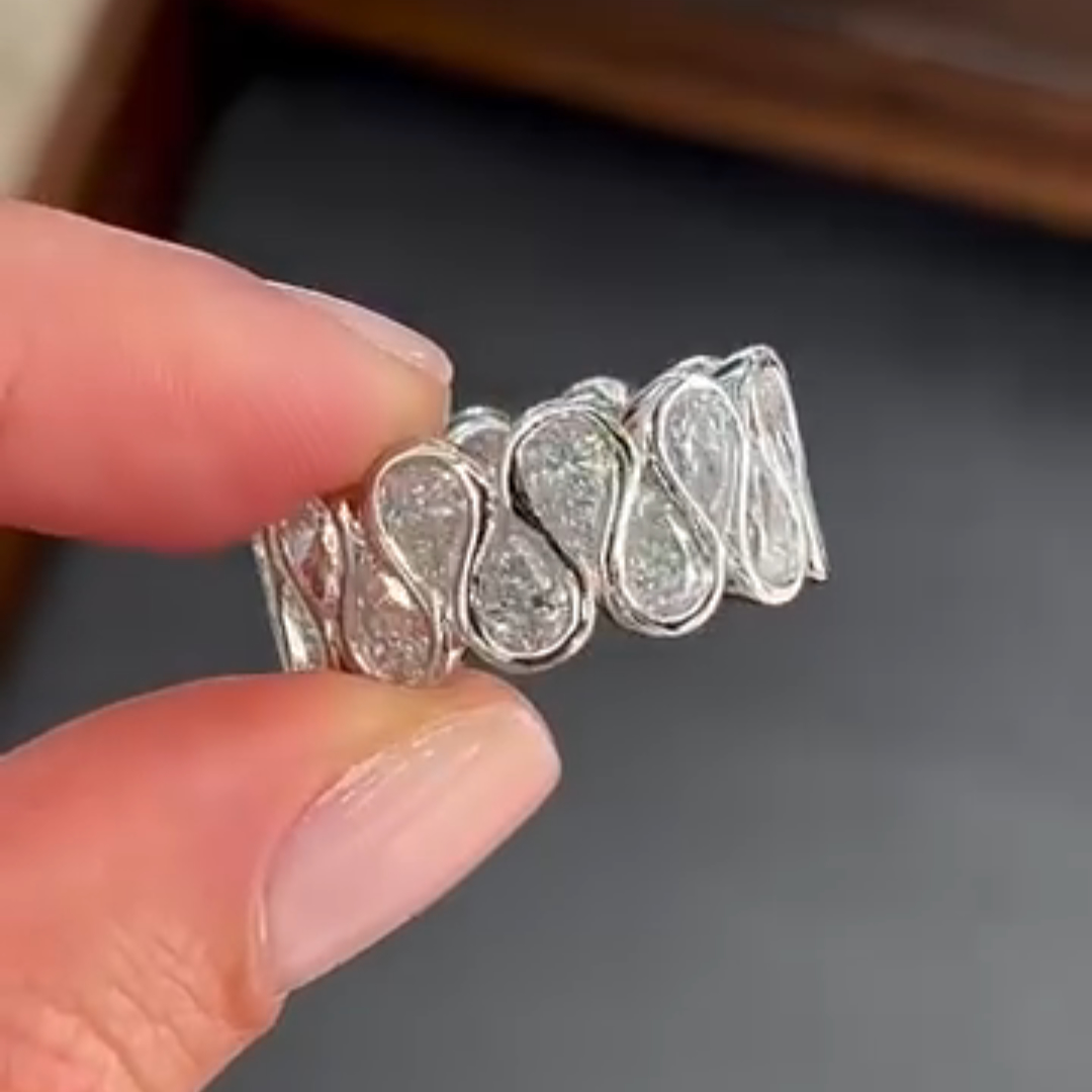 4ct Pear Cut Sterling Silver Luxury Handcrafted Ring