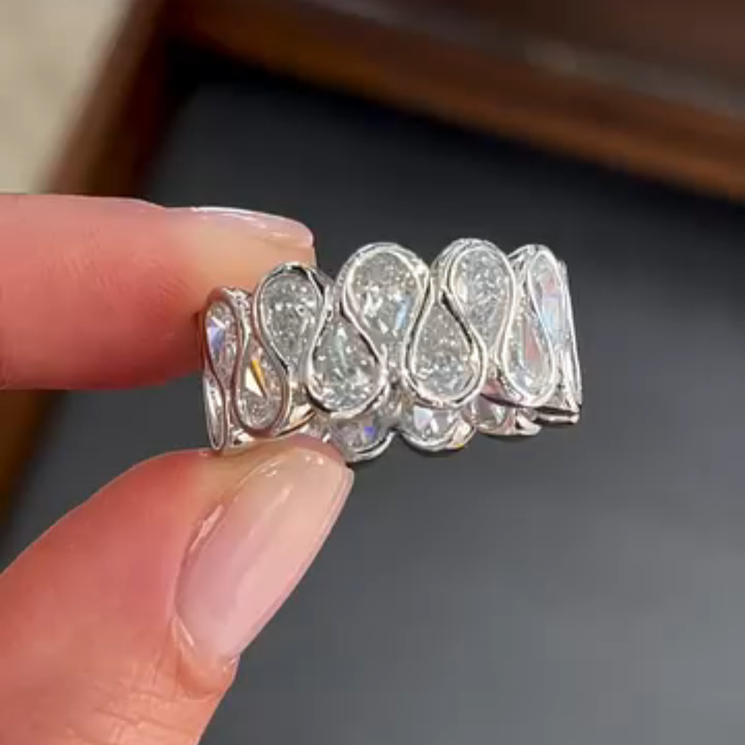 4ct Pear Cut Sterling Silver Luxury Handcrafted Ring