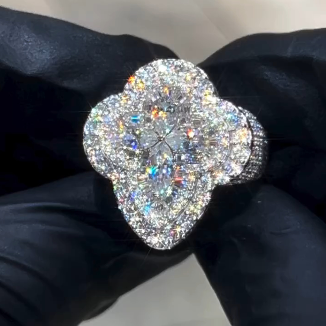 7ct Pear-shaped Cross Sterling Silver Handmade Ring