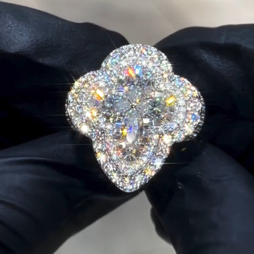 7ct Pear-shaped Cross Sterling Silver Handmade Ring