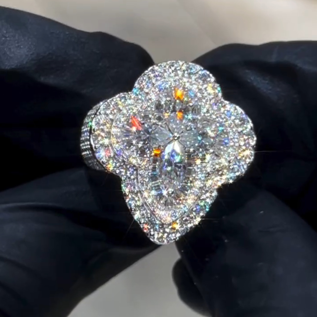 7ct Pear-shaped Cross Sterling Silver Handmade Ring