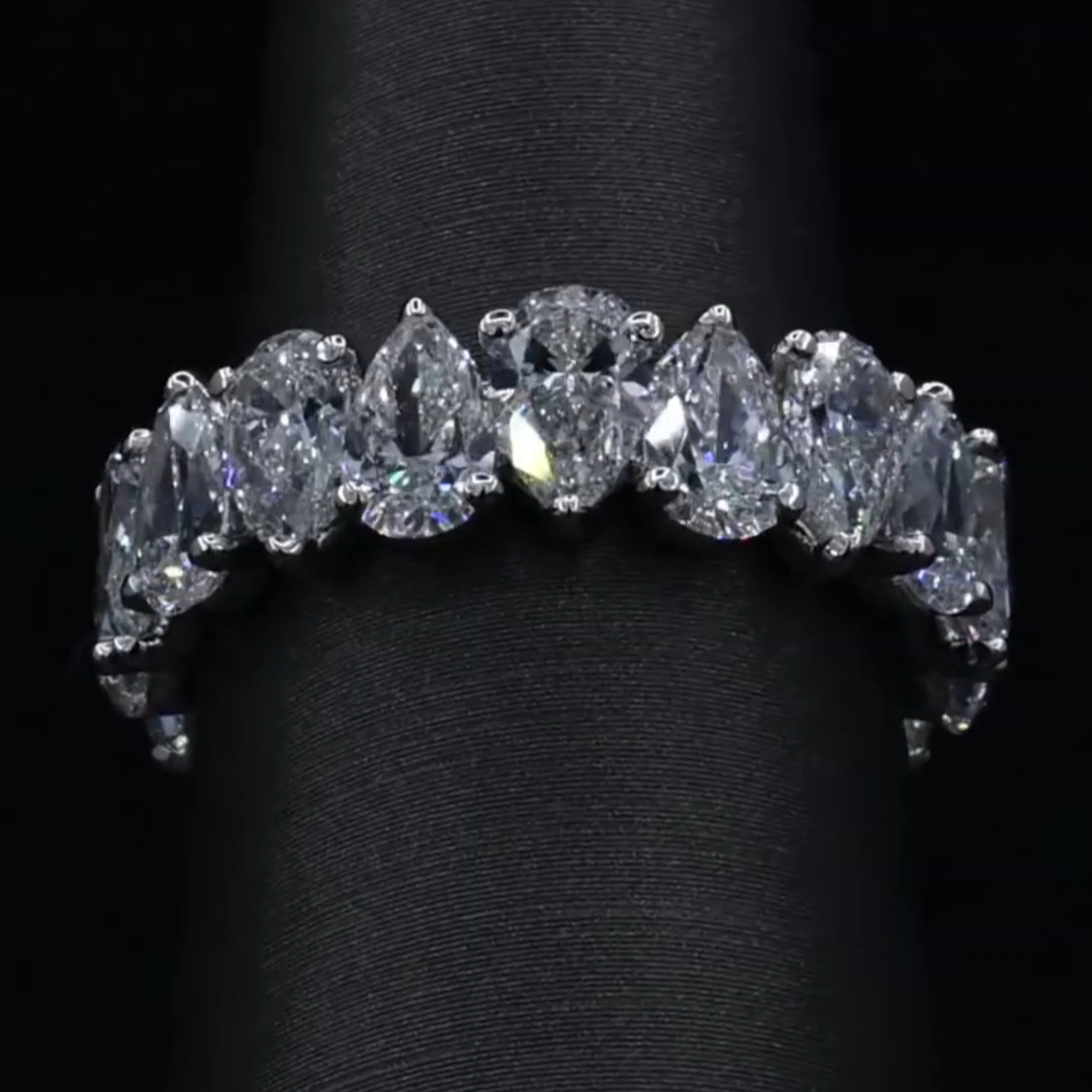 3ct Pear Cut Sterling Silver Luxury Handcrafted Ring