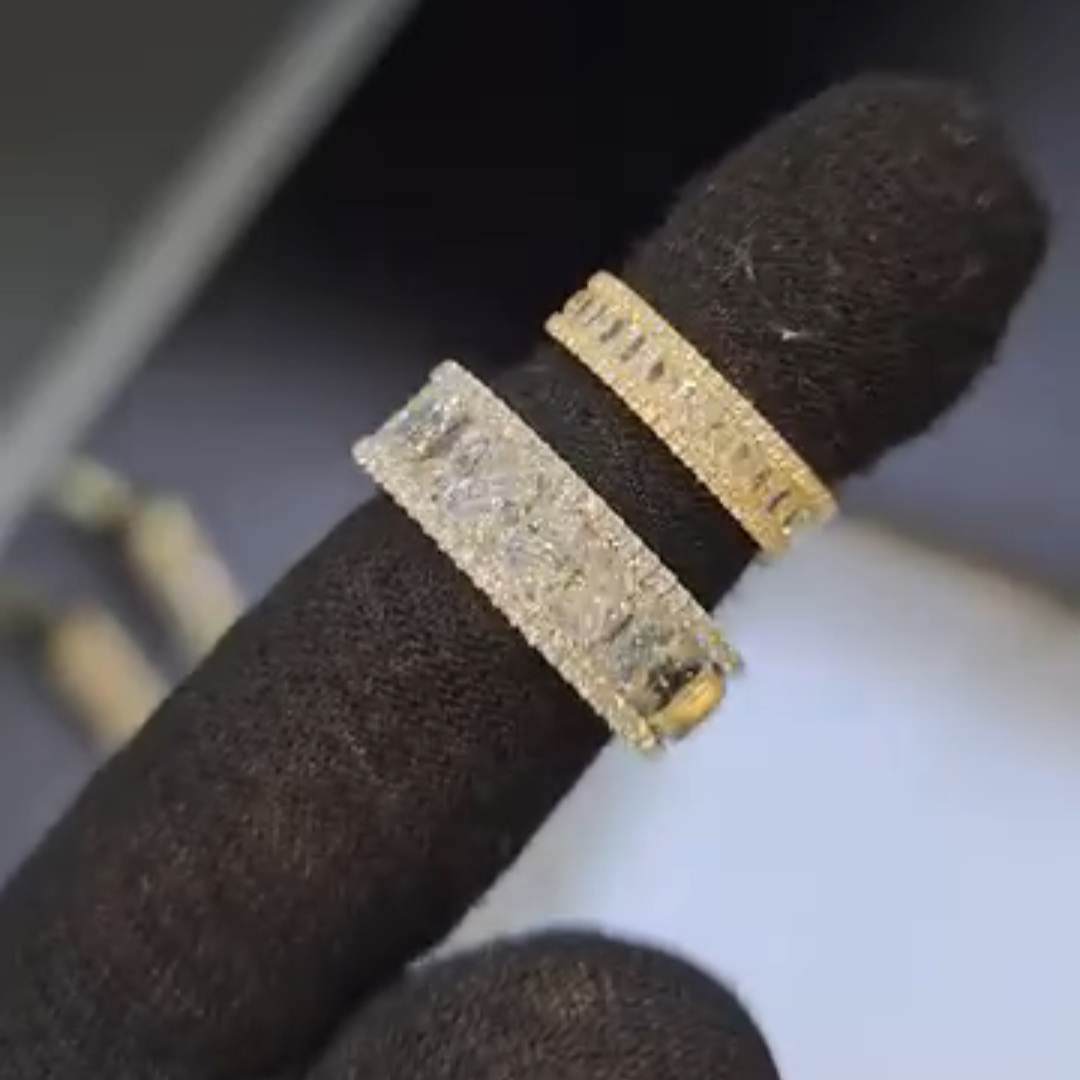 3ct-1.5ct Princess-cut Zircon Sterling Silver Yellow Gold Plated Handmade Couple Rings