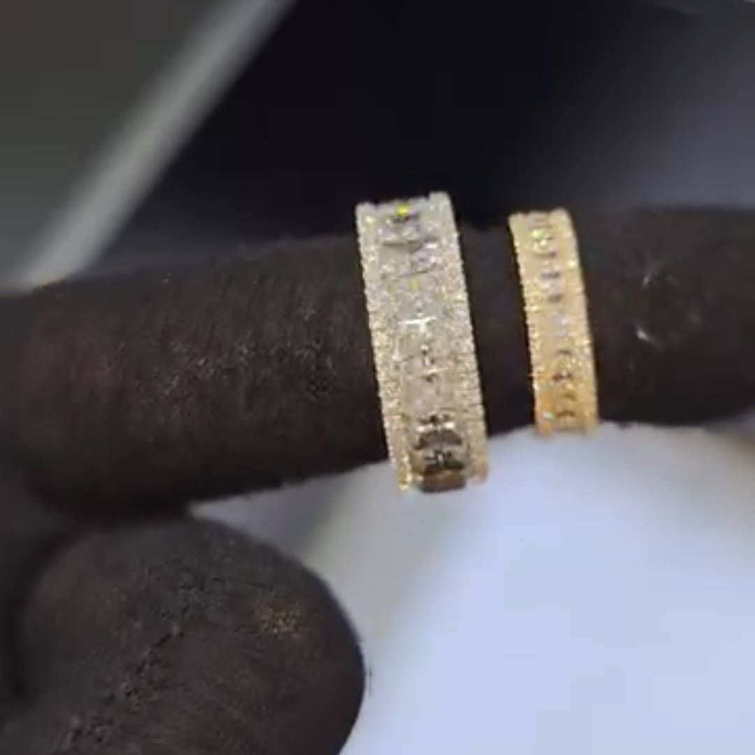 3ct-1.5ct Princess-cut Zircon Sterling Silver Yellow Gold Plated Handmade Couple Rings