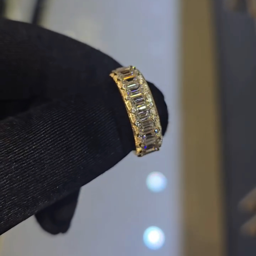 3ct Emerald-cut Zircon Sterling Silver Yellow Gold Plated Handmade Ring