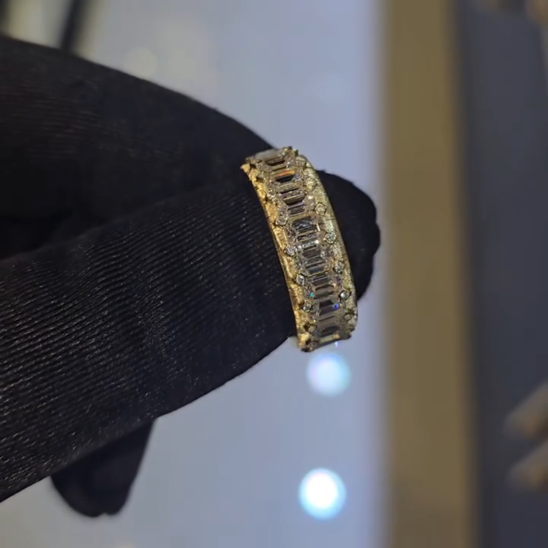 3ct Emerald-cut Zircon Sterling Silver Yellow Gold Plated Handmade Ring