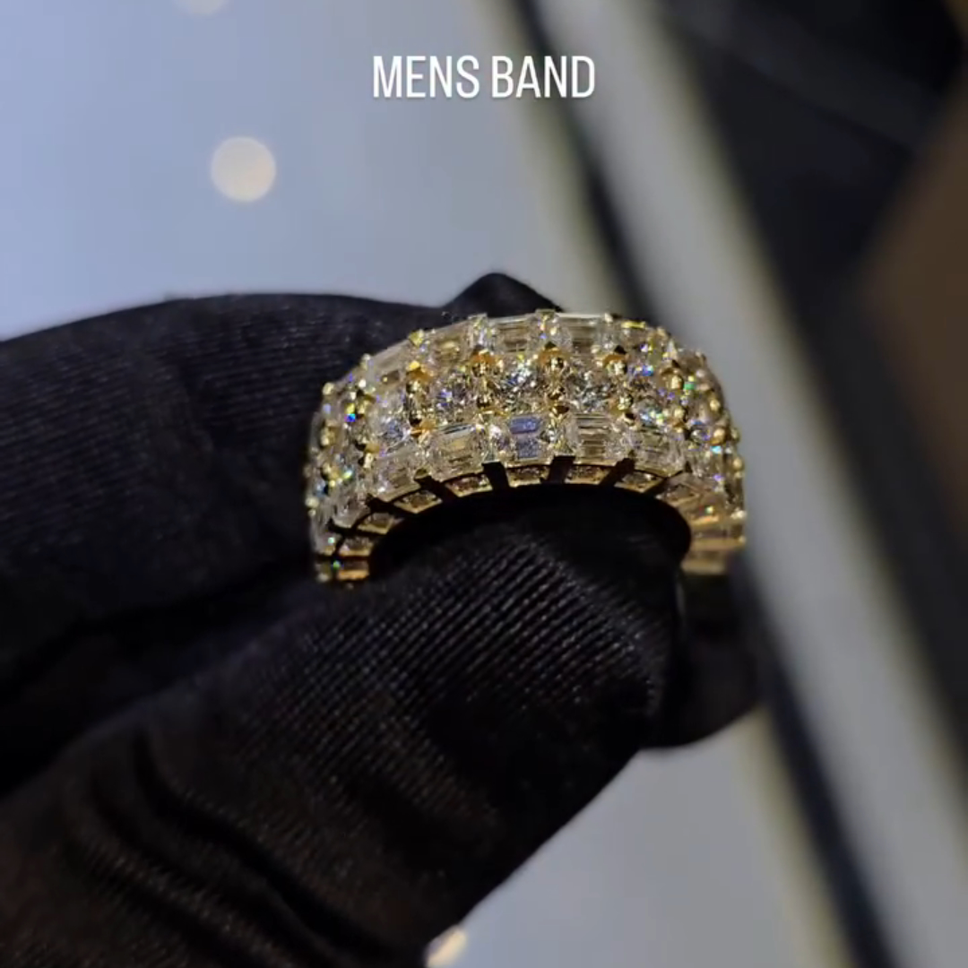 5ct Round-cut Zircon Sterling Silver Yellow Gold Plated Handmade Ring