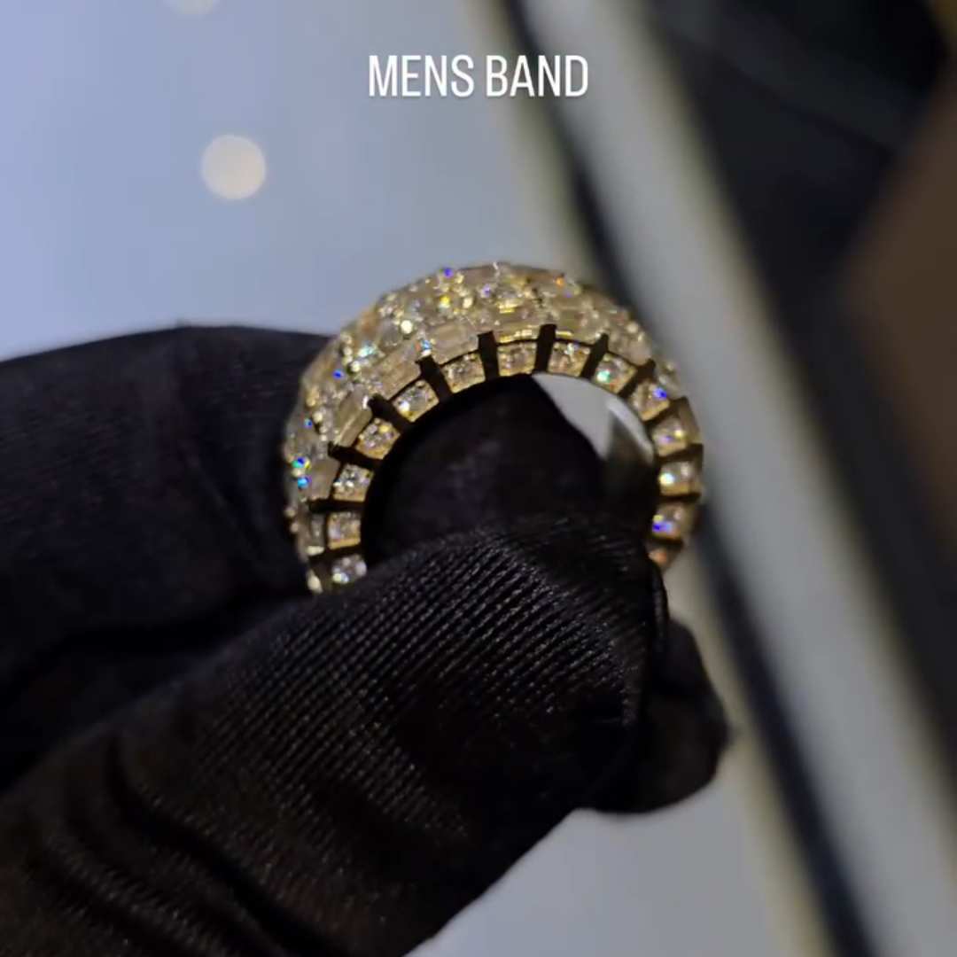 5ct Round-cut Zircon Sterling Silver Yellow Gold Plated Handmade Ring