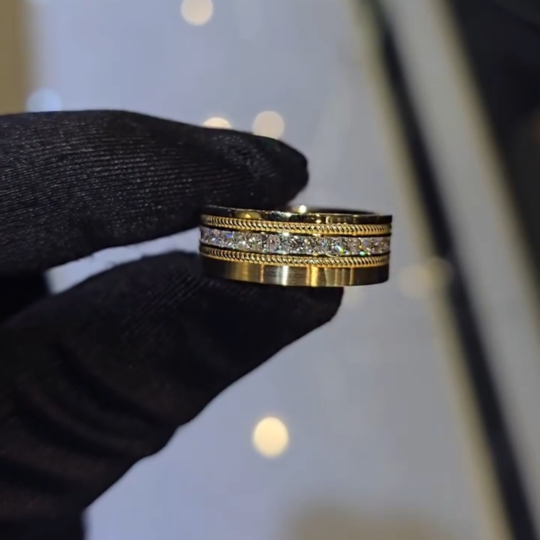 2ct Round-cut Zircon Sterling Silver Yellow Gold Plated Handmade Ring