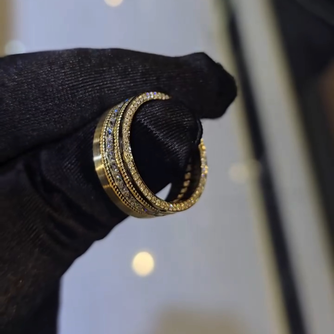 2ct Round-cut Zircon Sterling Silver Yellow Gold Plated Handmade Ring