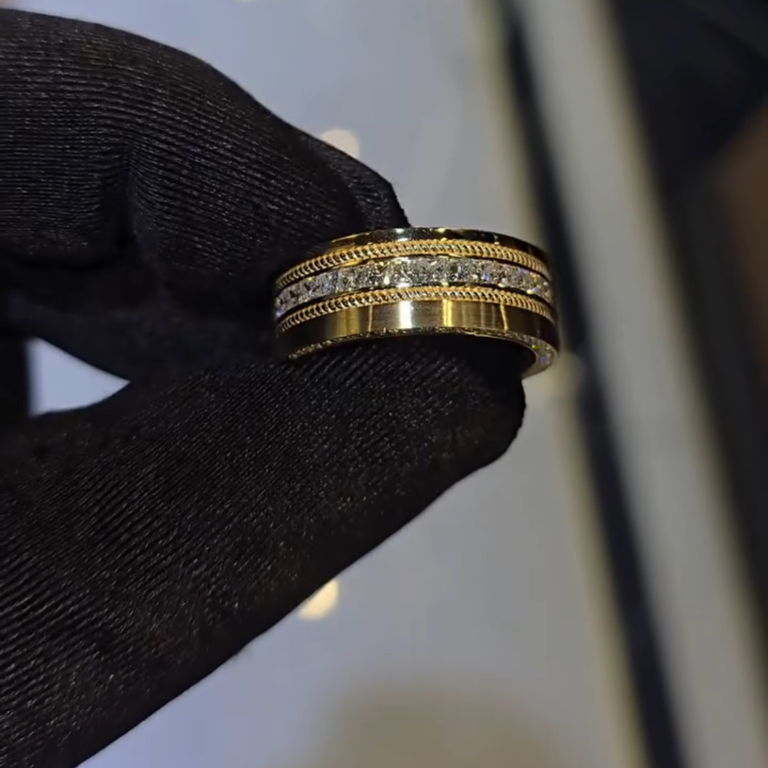 2ct Round-cut Zircon Sterling Silver Yellow Gold Plated Handmade Ring