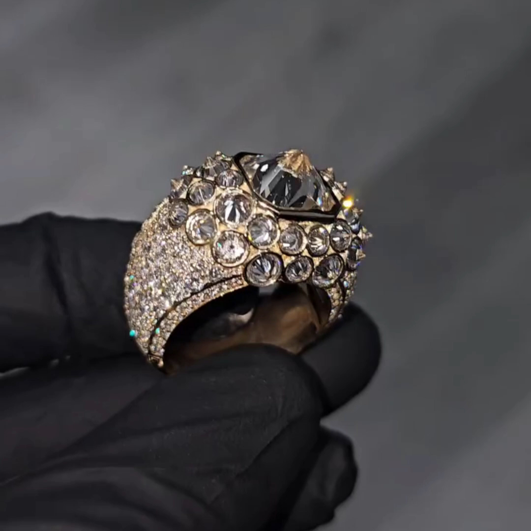 6ct Tapered Sterling Silver Plated With Yellow Gold Handmade Ring