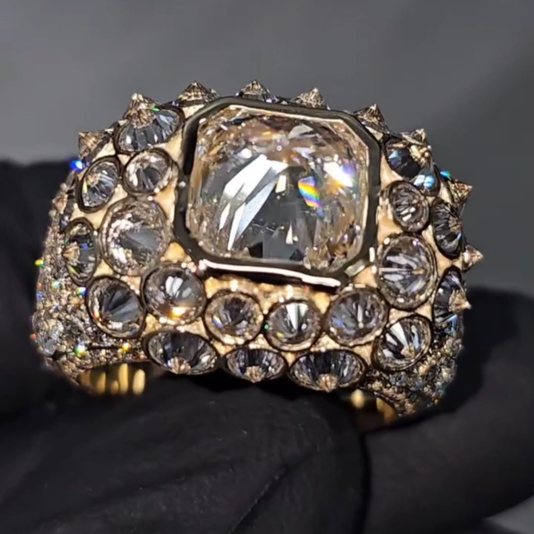 6ct Tapered Sterling Silver Plated With Yellow Gold Handmade Ring