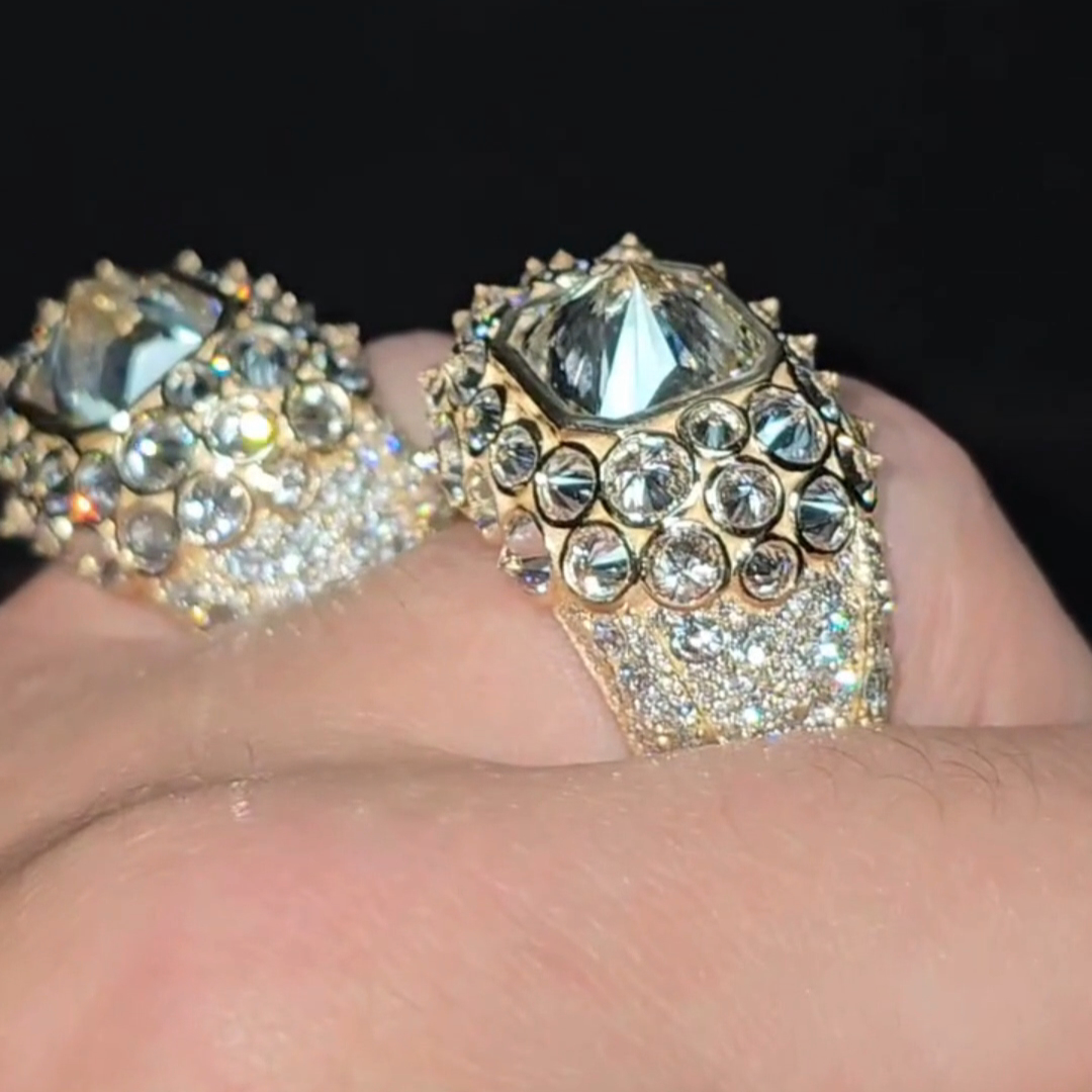 6ct Tapered Sterling Silver Plated With Yellow Gold Handmade Ring