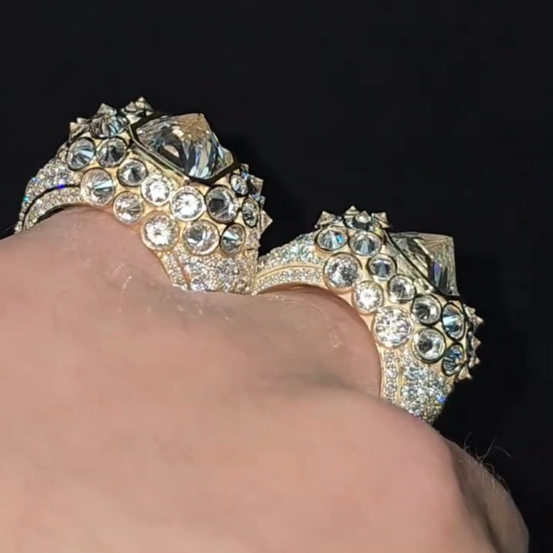 6ct Tapered Sterling Silver Plated With Yellow Gold Handmade Ring