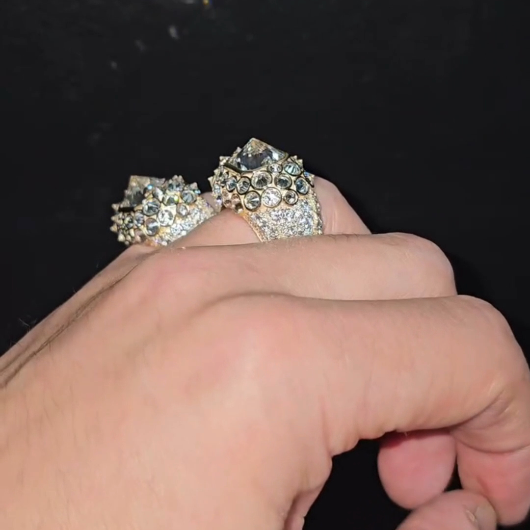 6ct Tapered Sterling Silver Plated With Yellow Gold Handmade Ring