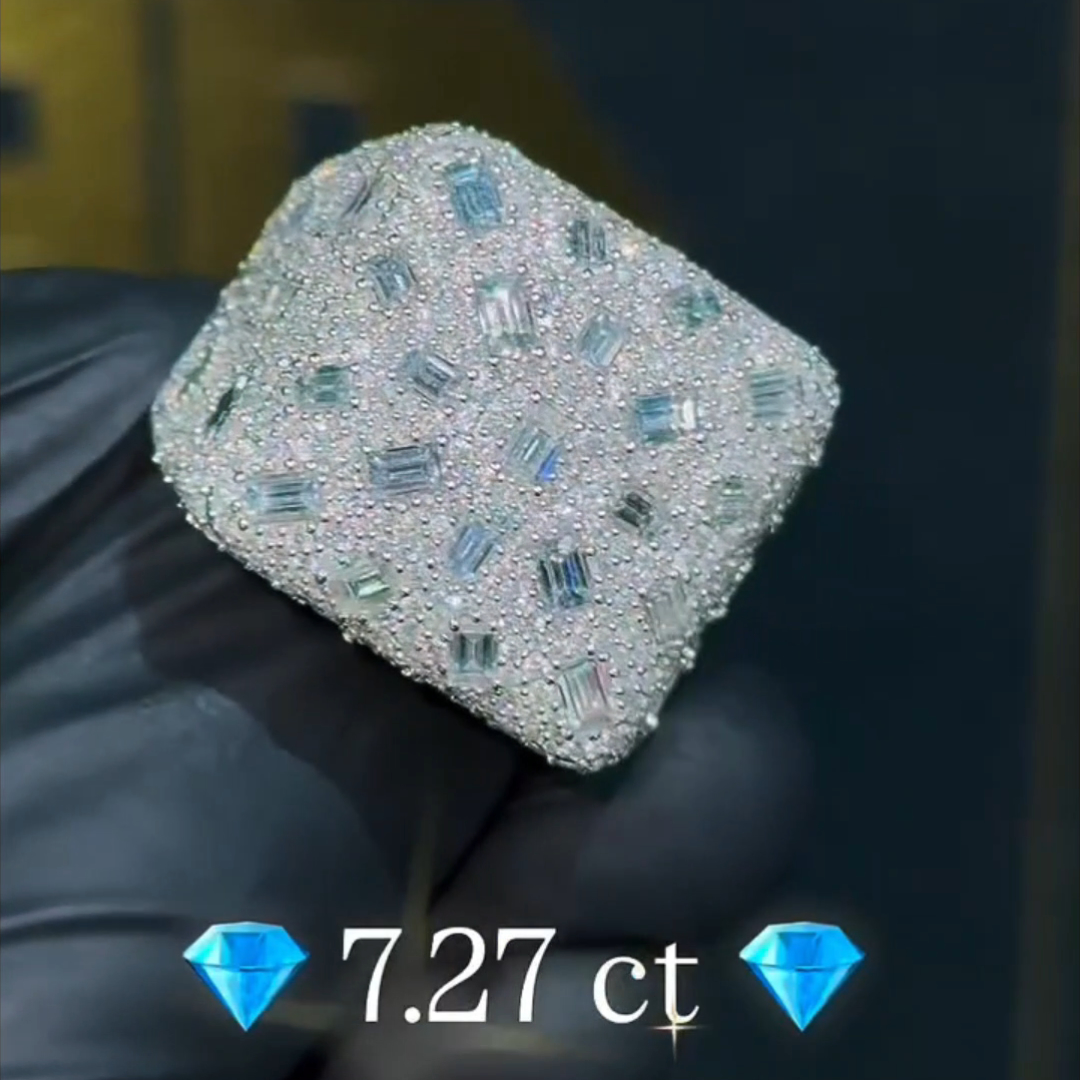 7.27ct Cushion-cut Sterling Silver Handmade Ring