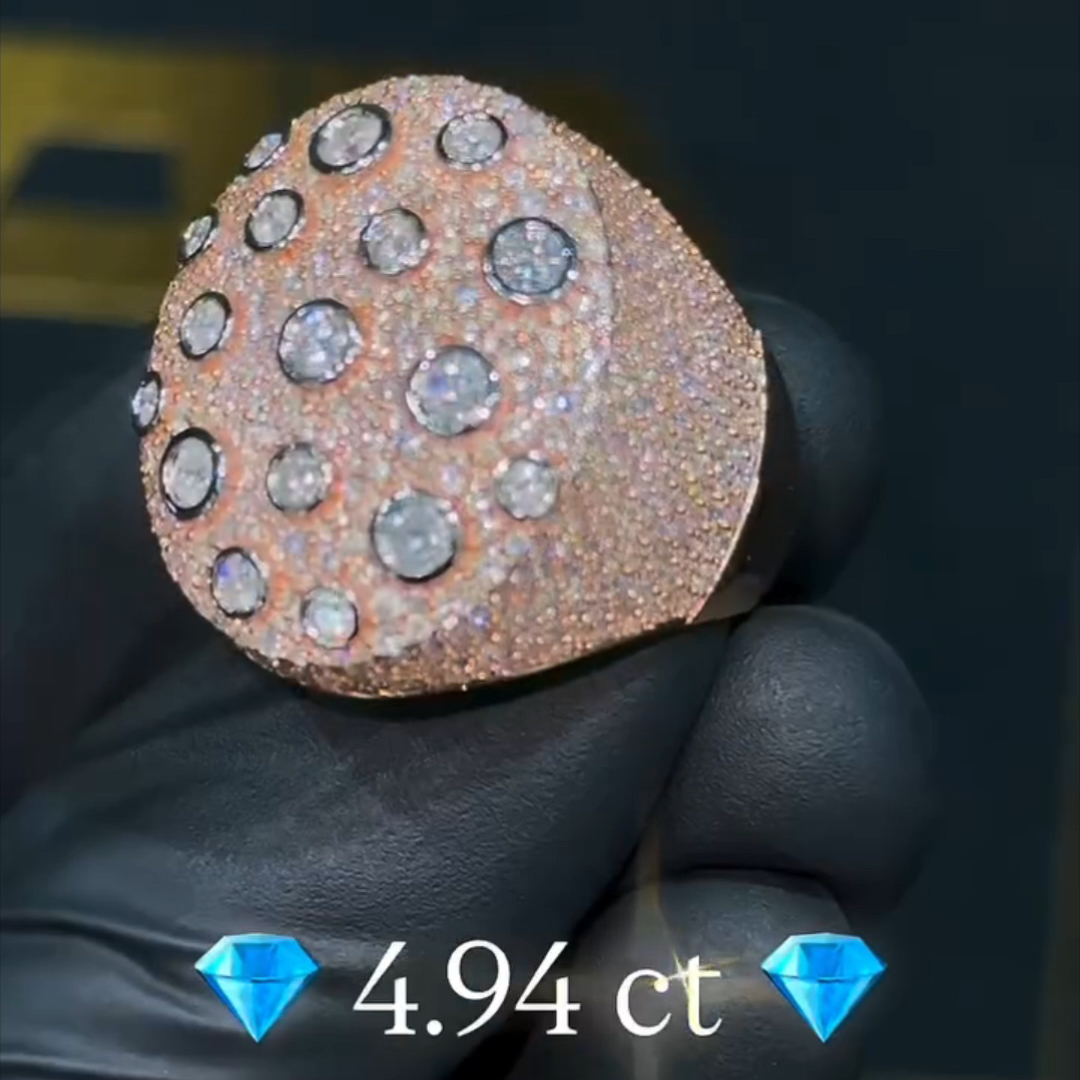 4.94ct Oval-cut Sterling Silver Plated Rose Gold Handmade Ring