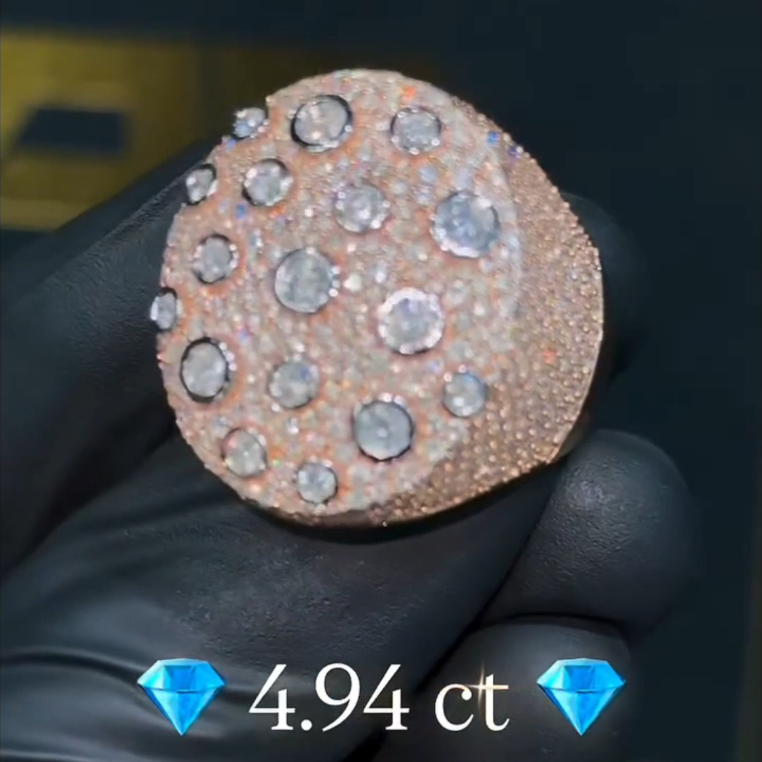 4.94ct Oval-cut Sterling Silver Plated Rose Gold Handmade Ring