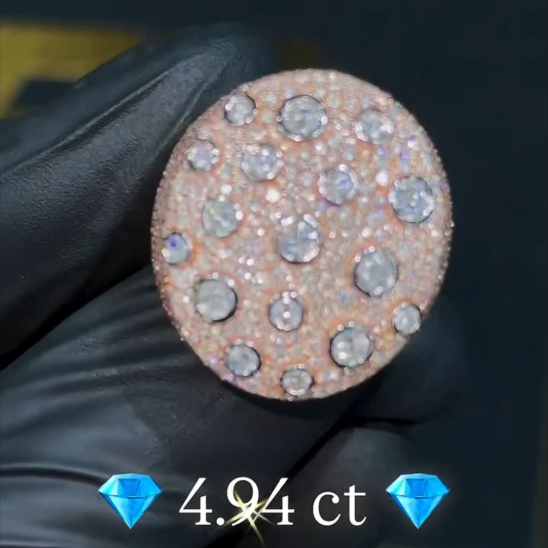 4.94ct Oval-cut Sterling Silver Plated Rose Gold Handmade Ring