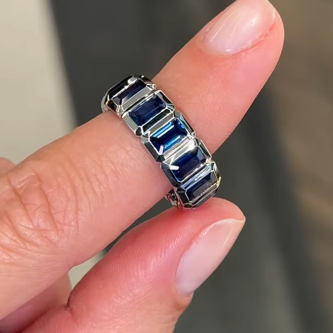 3ct Cushion-cut Sapphire Sterling Silver Handmade Ring