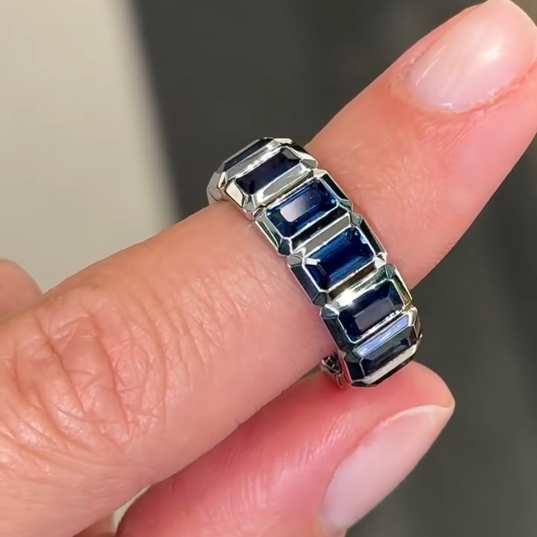 3ct Cushion-cut Sapphire Sterling Silver Handmade Ring