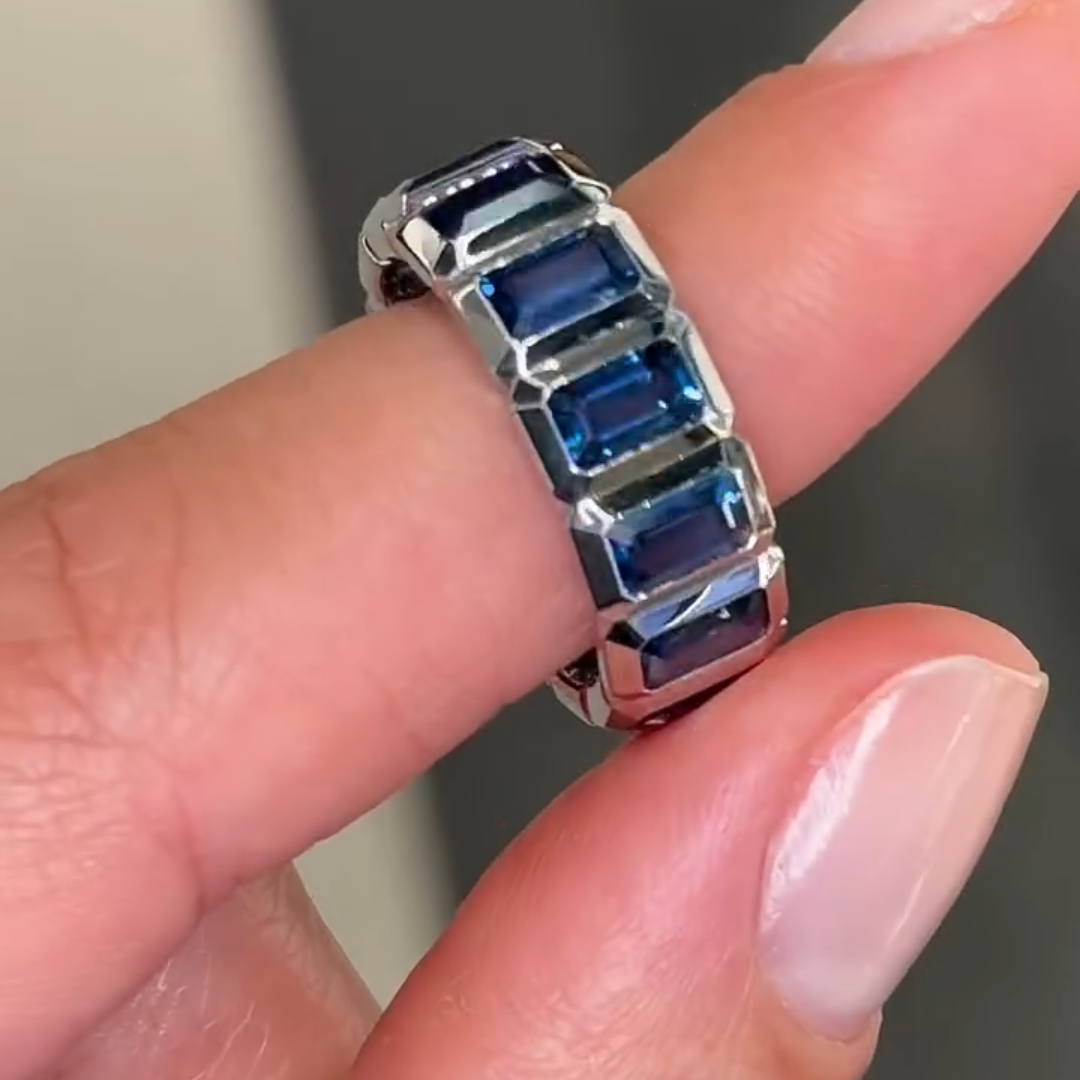 3ct Cushion-cut Sapphire Sterling Silver Handmade Ring