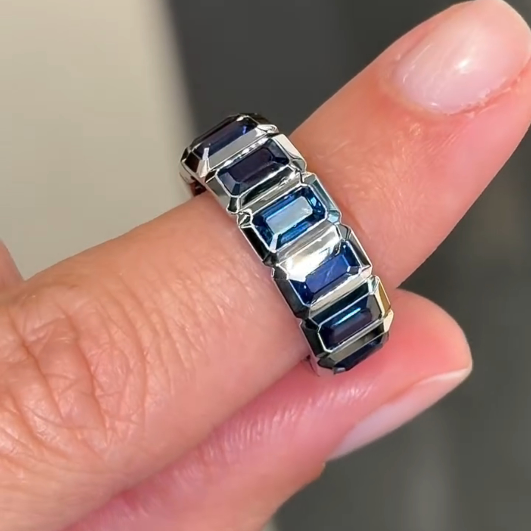 3ct Cushion-cut Sapphire Sterling Silver Handmade Ring