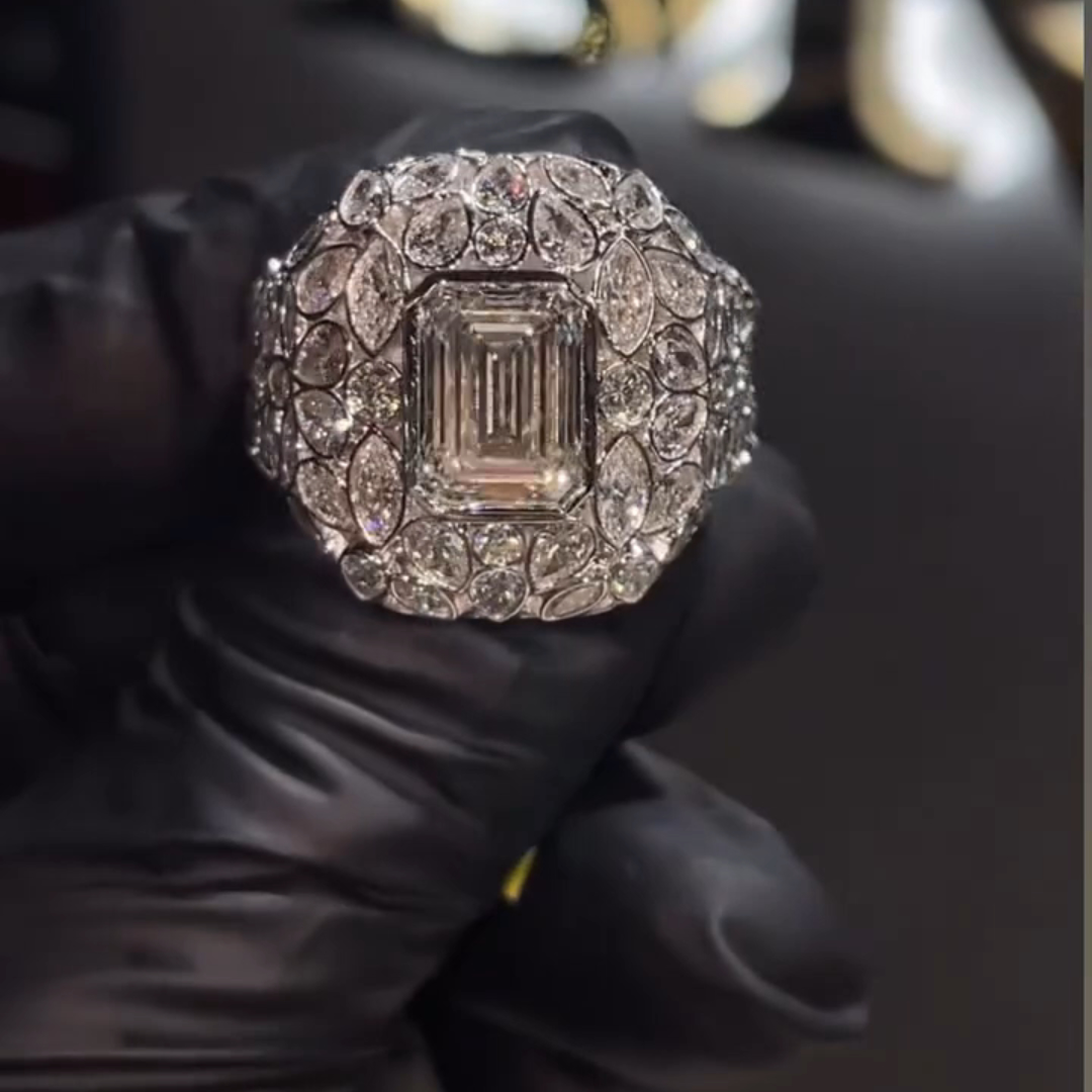 10ct Emerald-Cut Sterling Silver Handmade Ring