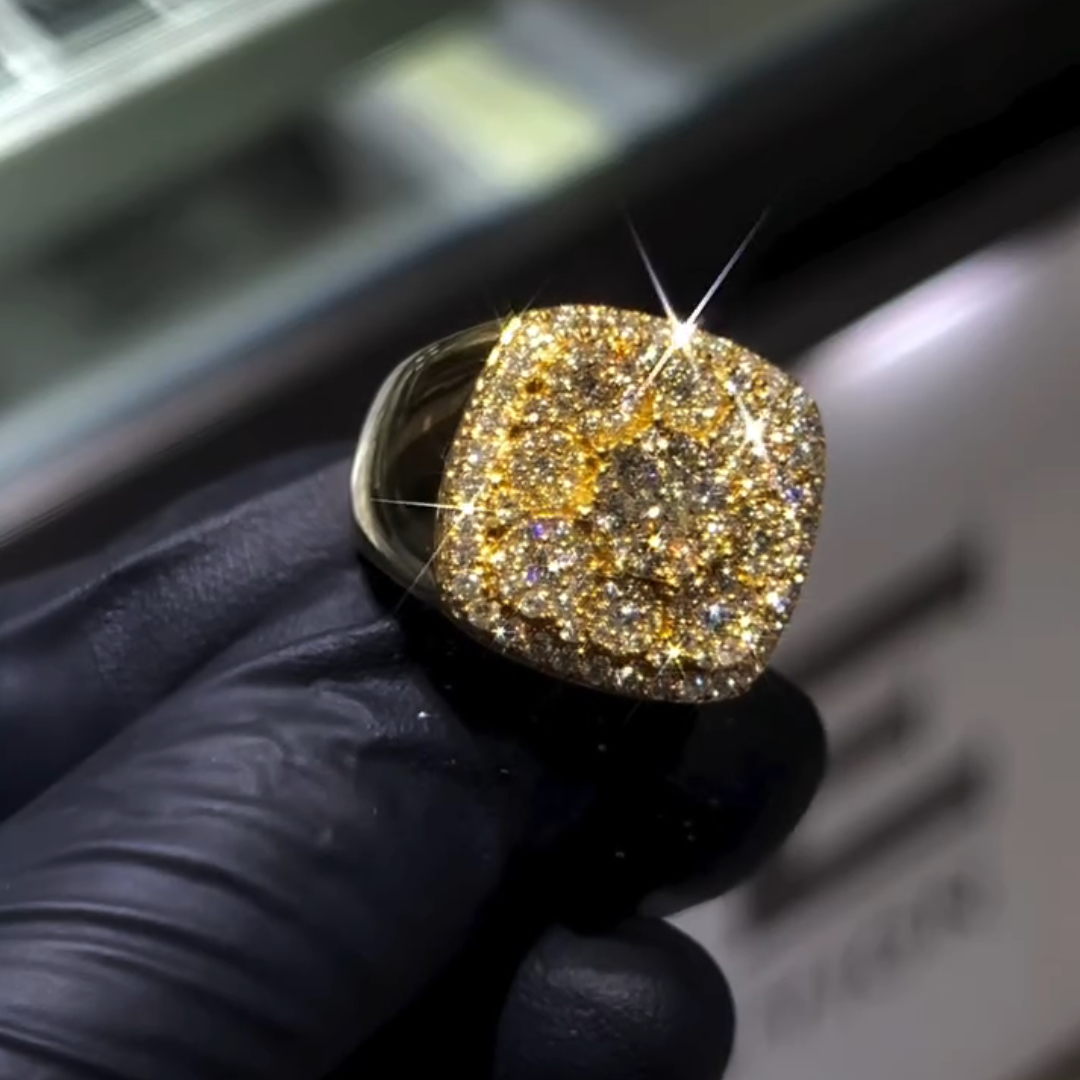 2ct Round-cut Sterling Silver Plated With Yellow Gold Handmade Ring