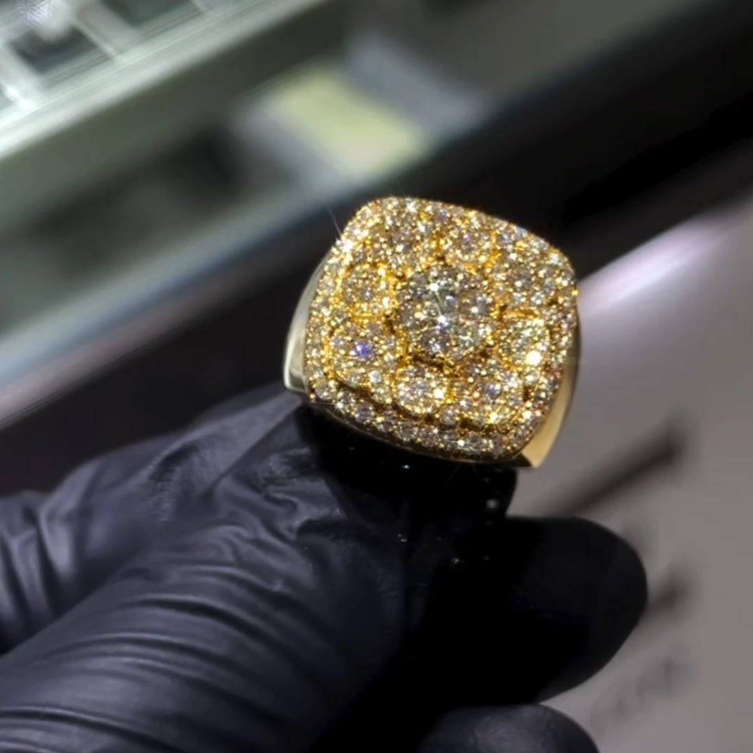 2ct Round-cut Sterling Silver Plated With Yellow Gold Handmade Ring