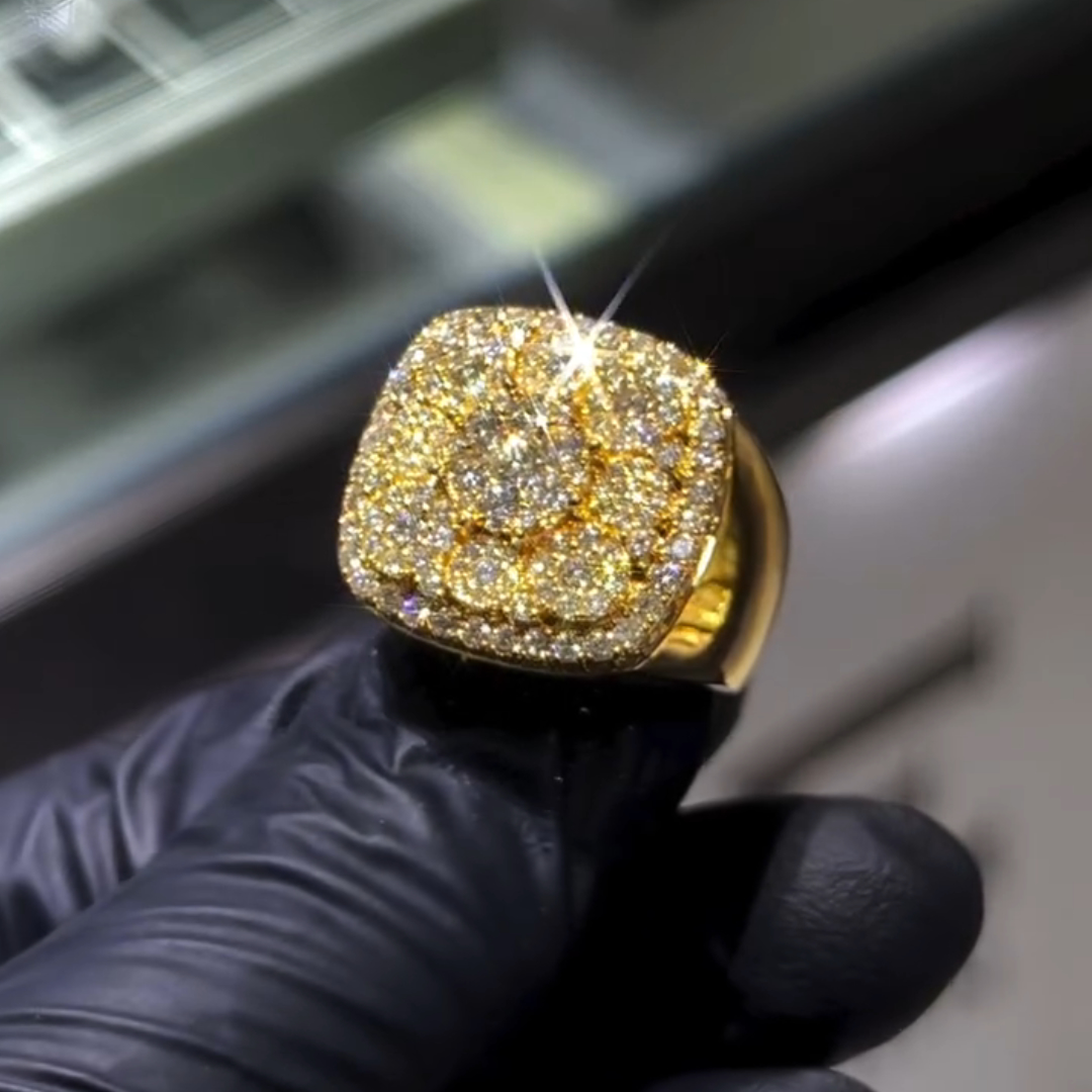 2ct Round-cut Sterling Silver Plated With Yellow Gold Handmade Ring