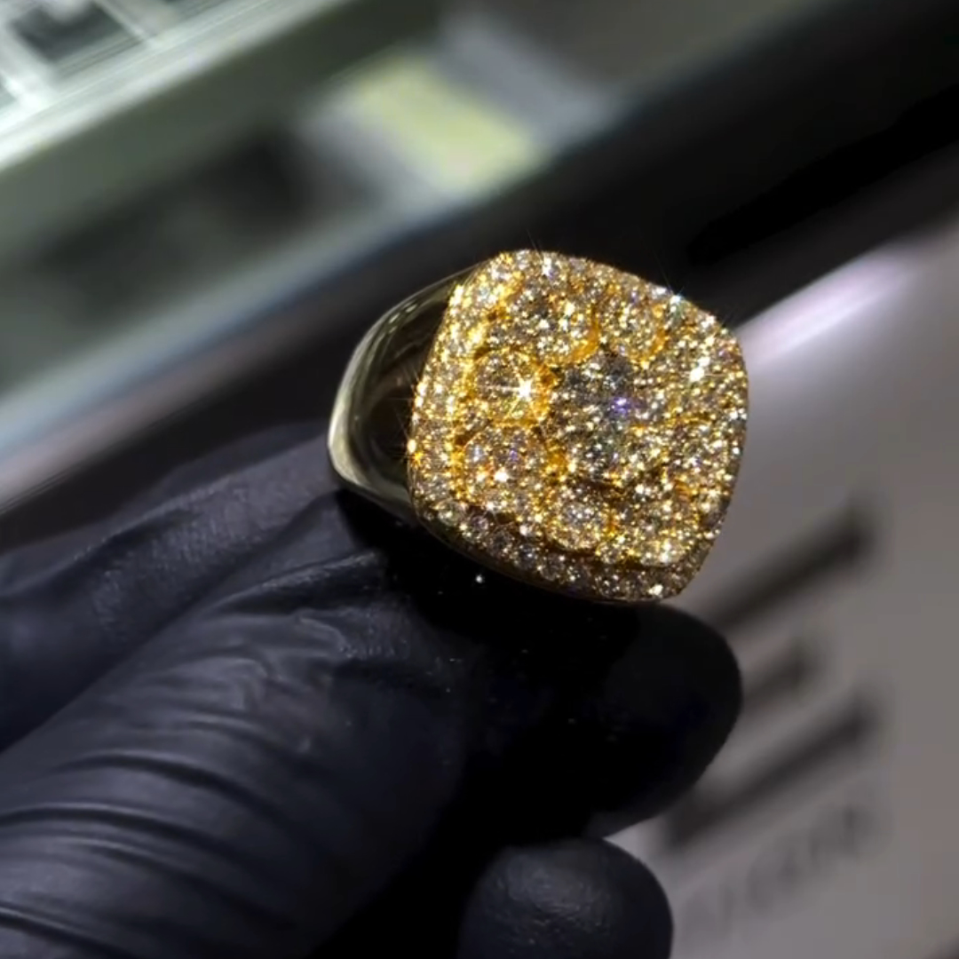 2ct Round-cut Sterling Silver Plated With Yellow Gold Handmade Ring