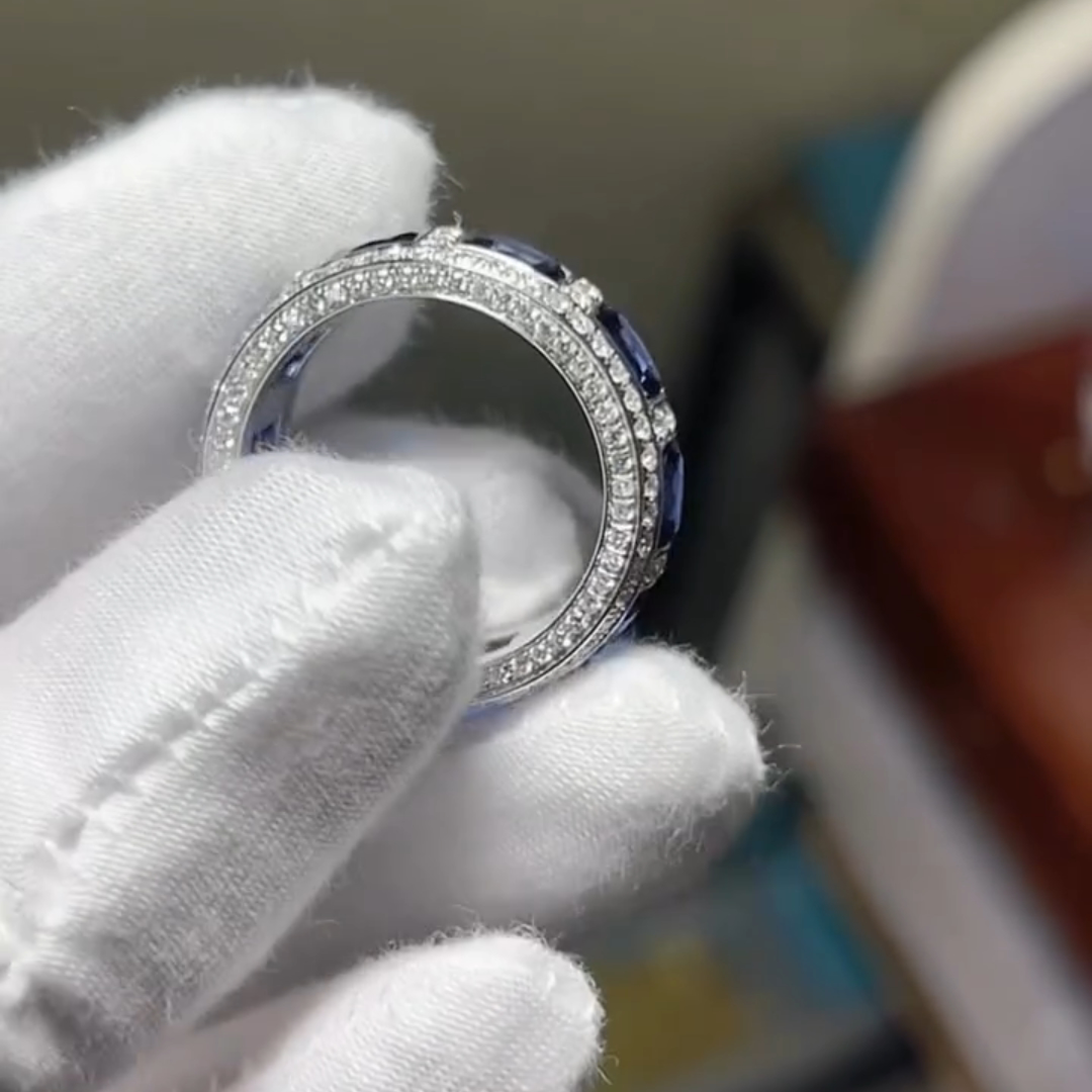 3ct Oval-cut Sapphire Crystal Sterling Silver Handmade Ring