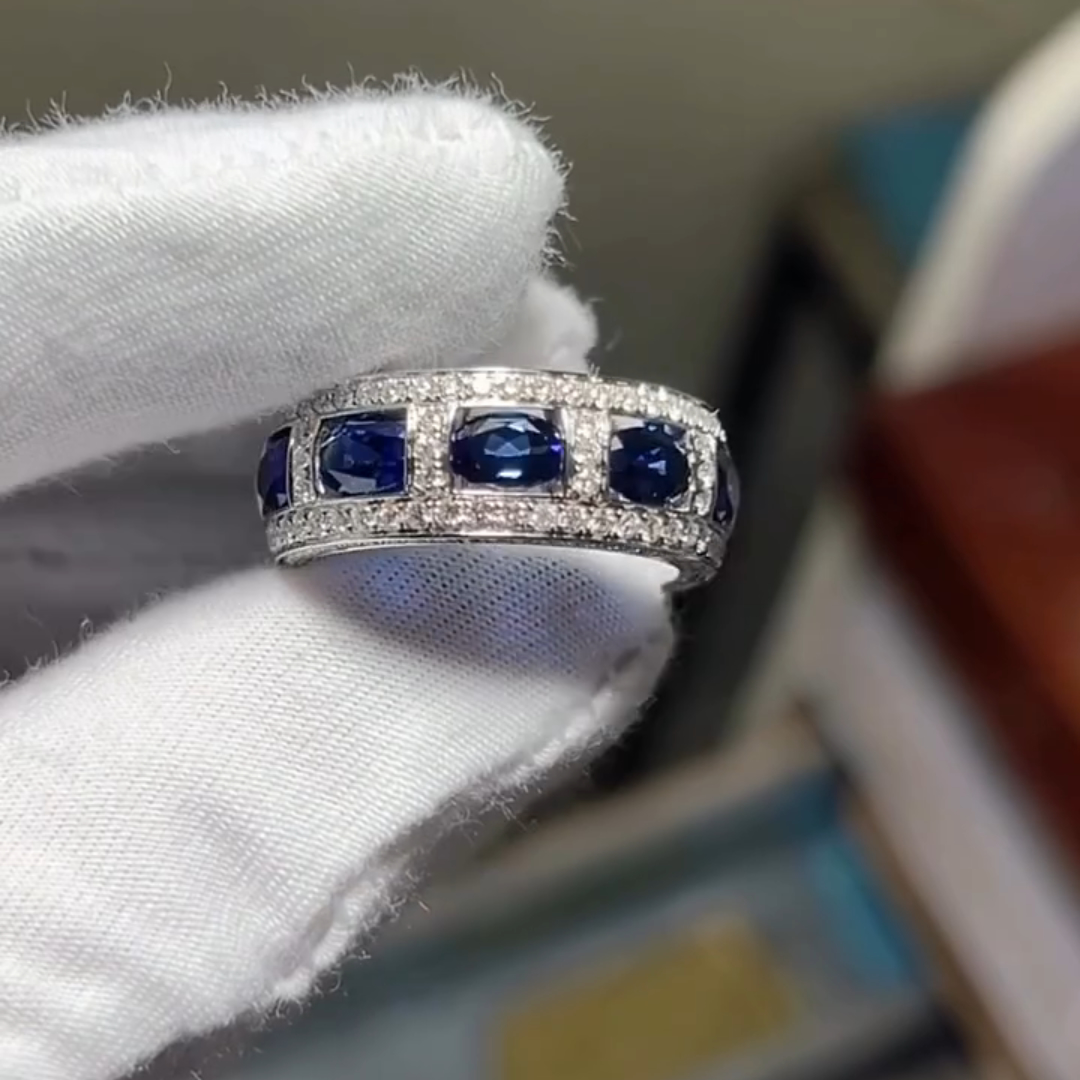 3ct Oval-cut Sapphire Crystal Sterling Silver Handmade Ring