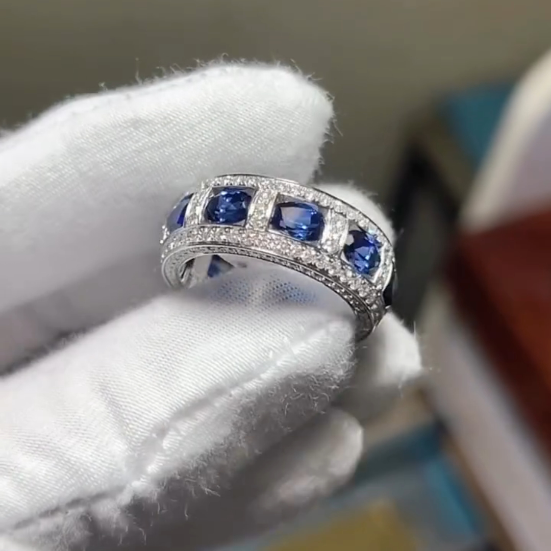 3ct Oval-cut Sapphire Crystal Sterling Silver Handmade Ring