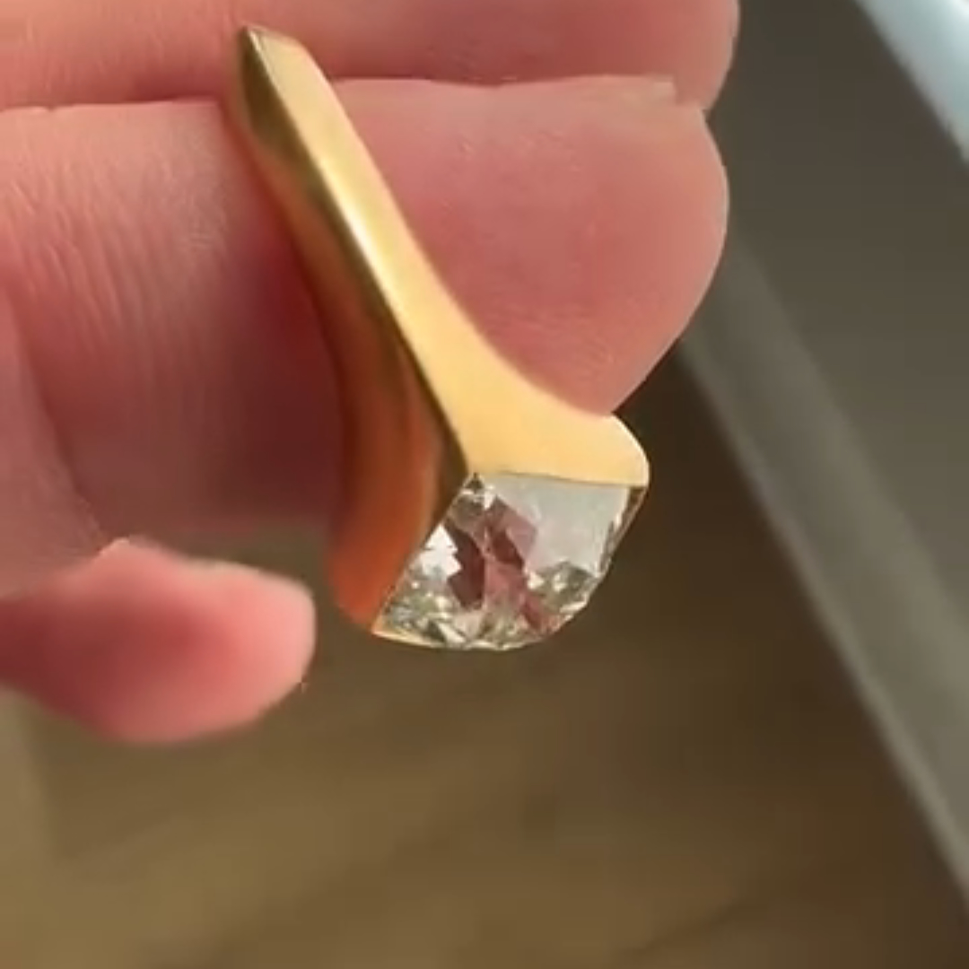 1ct Laser-cut Sterling Silver Plated With Yellow Gold Handmade Ring