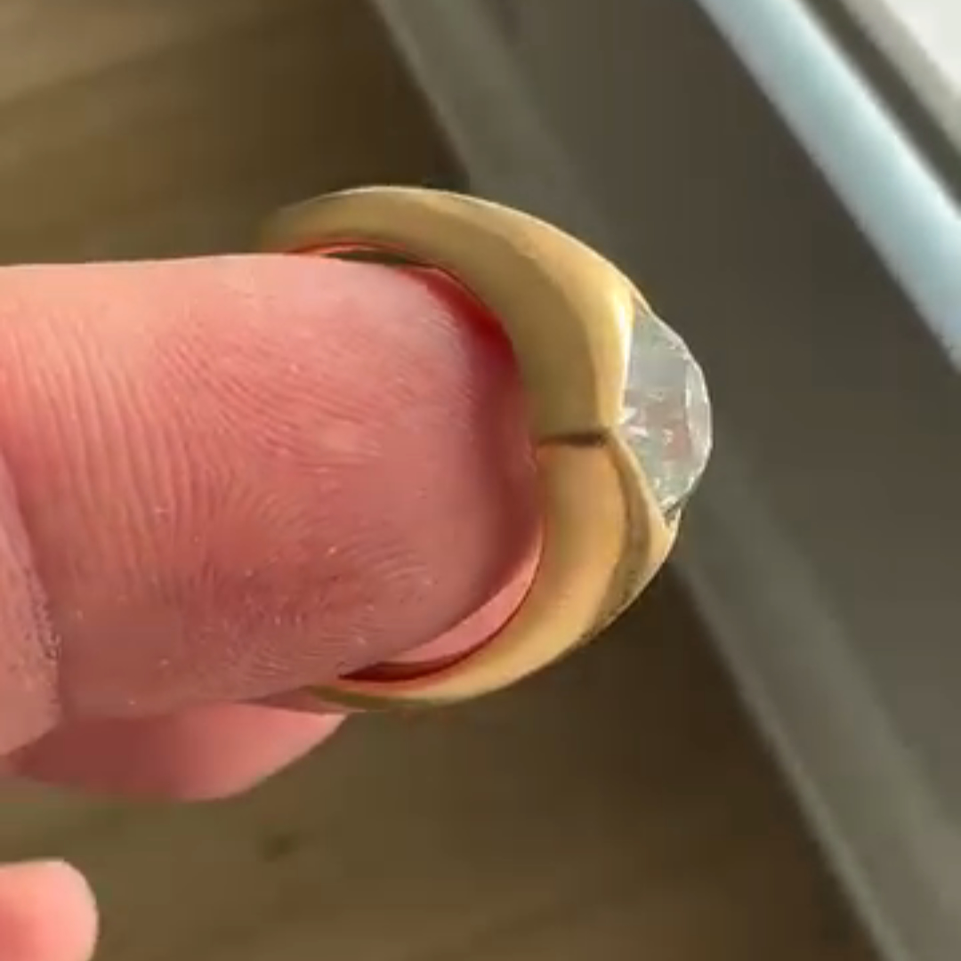 1ct Laser-cut Sterling Silver Plated With Yellow Gold Handmade Ring