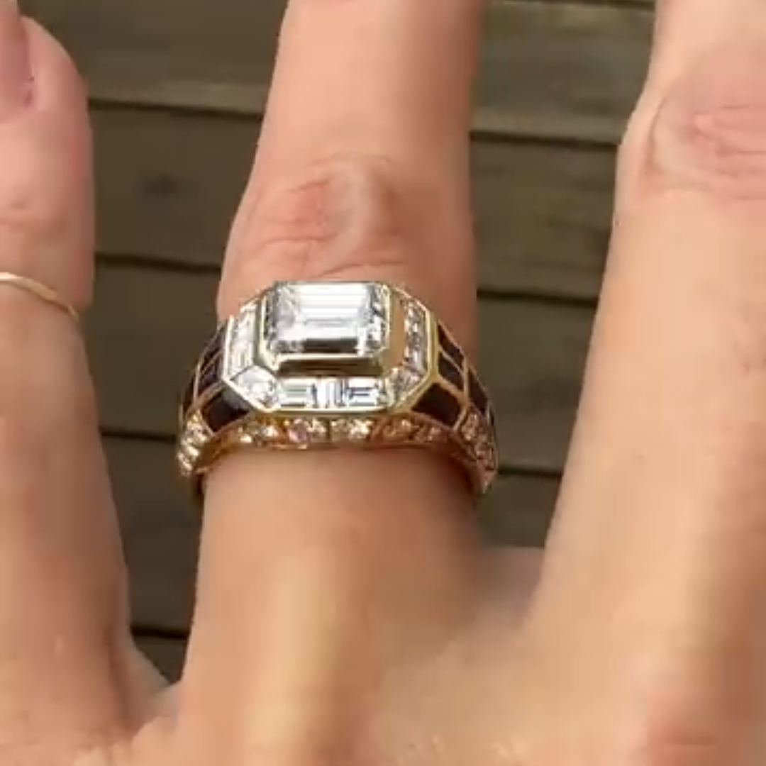 3.5ct Cushion-cut Sterling Silver Plated With Yellow Gold Handmade Ring