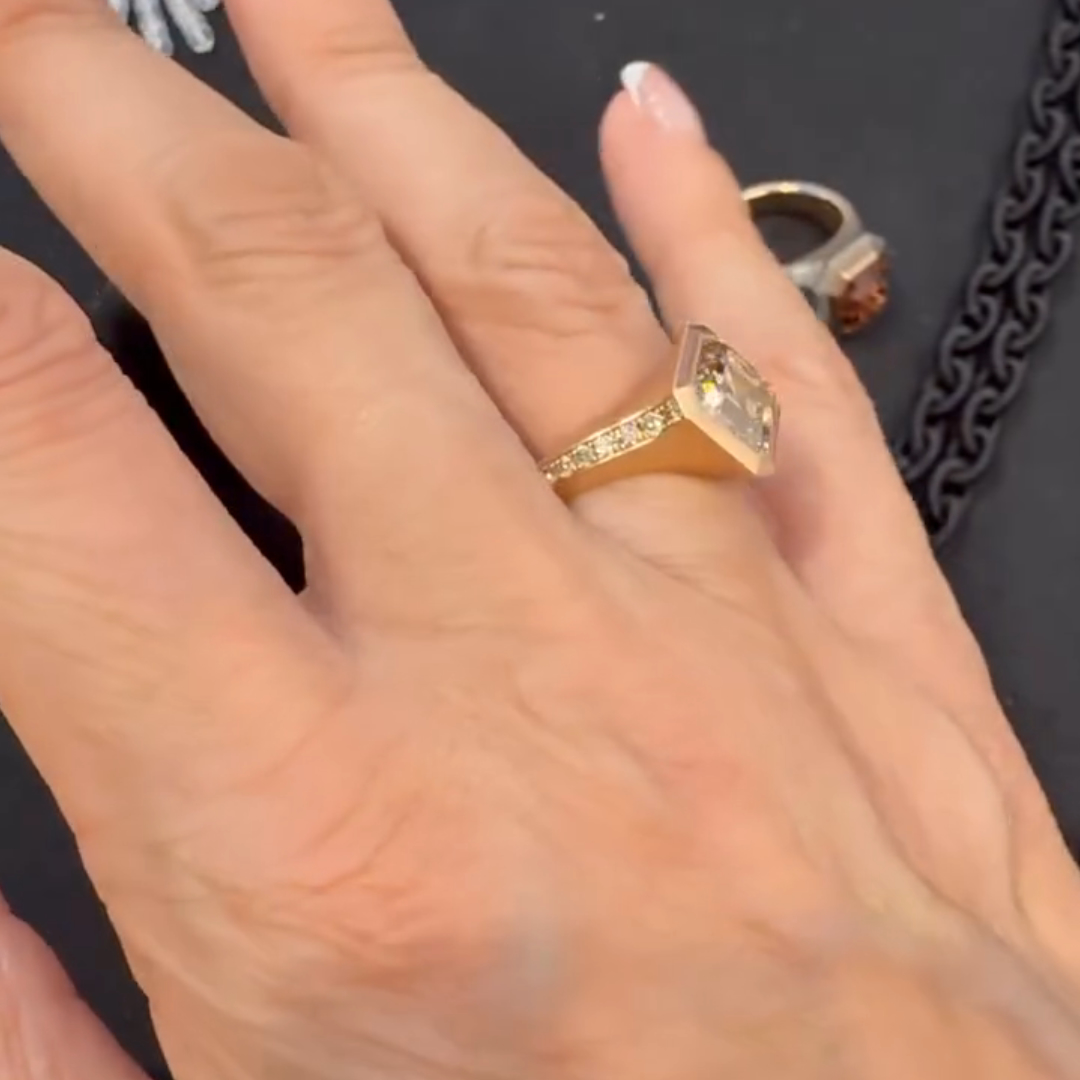 2ct Square-cut Sterling Silver Plated With Rose Gold Handmade Ring