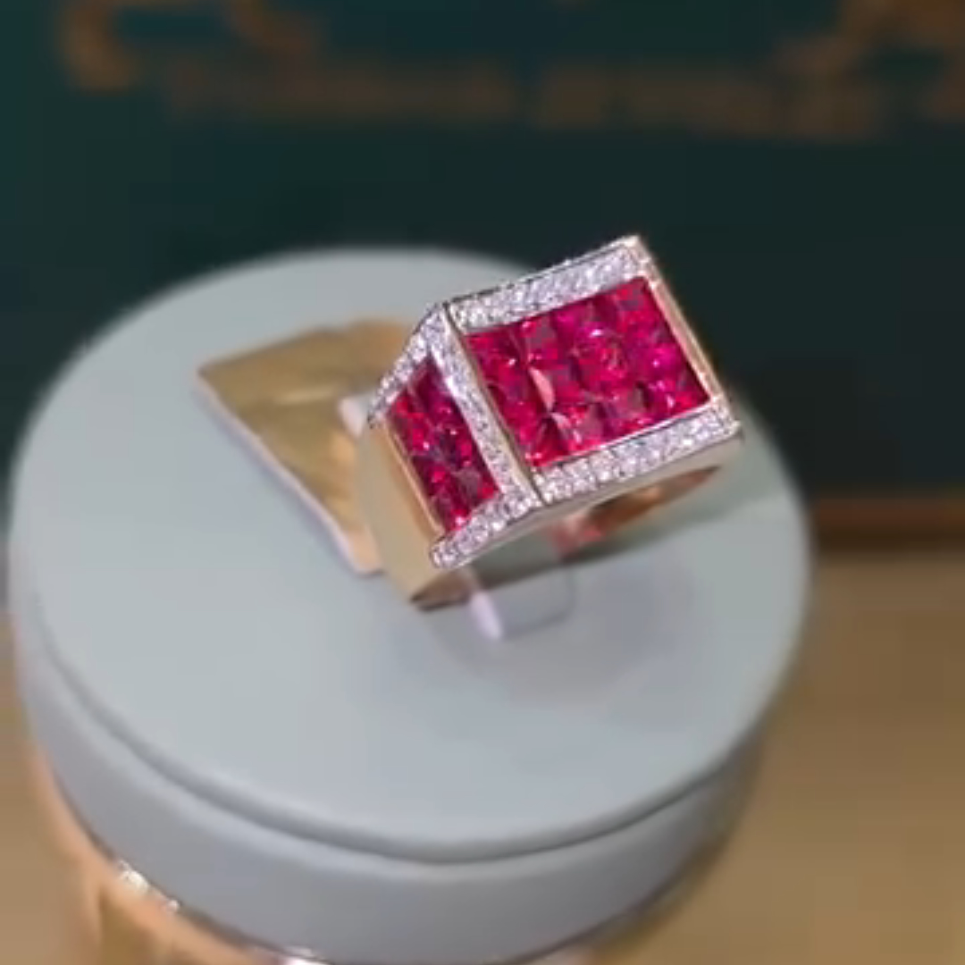 2ct Cushion-cut Ruby ​​sterling Silver Plated With Yellow Gold Handmade Ring